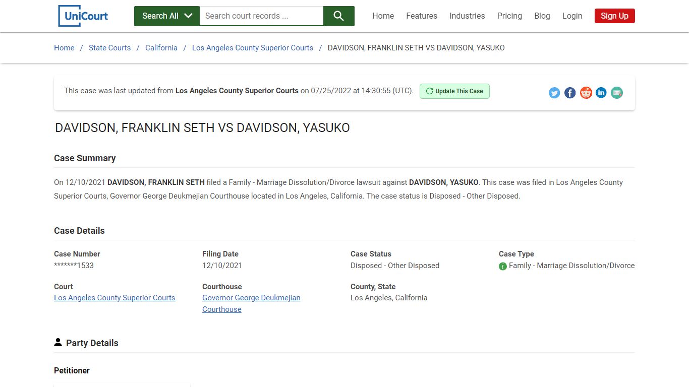 DAVIDSON, FRANKLIN SETH VS DAVIDSON, YASUKO | Court ...